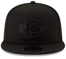  Kansas City Chiefs NFL New Era men's Black On Black 9Fifty Snapback Hat Cap 
