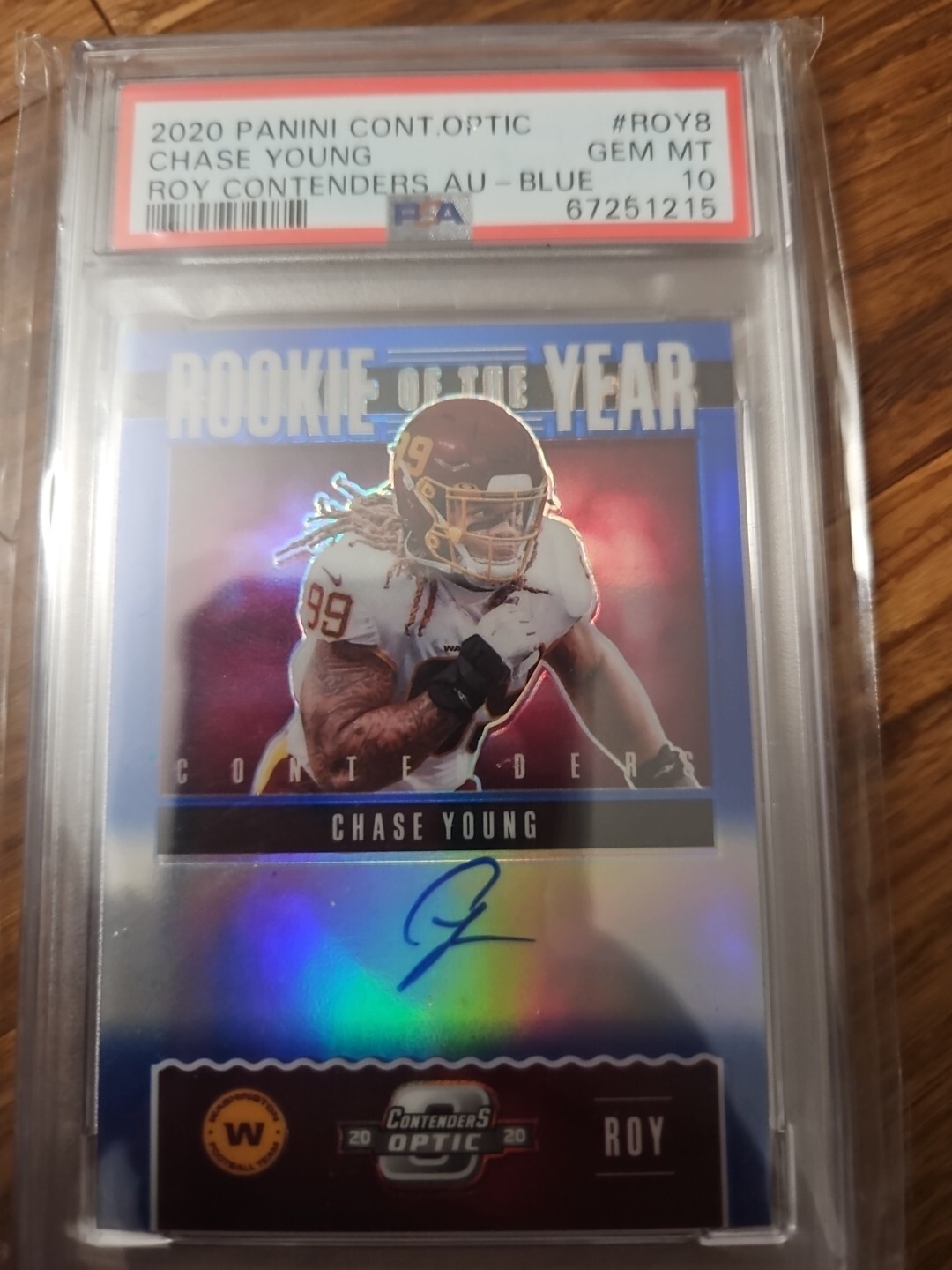 Chase Young 2020 Panini Contenders Optic ROY  Blue Auto #ROY8 #/75