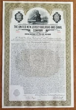 United New Jersey Railroad & Canal Company Bond Stock Certificate