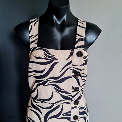Women's size 8 'PORTMANS' Gorgeous black and beige button down linen blend  dress | eBay