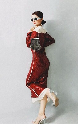 red sequin dress zara S (4-6) New Model height Red zara dress for party