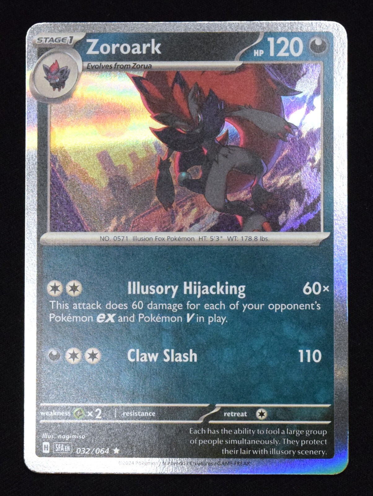 Pokemon TCG Zoroark 032/064 2024 Shrouded Fable Holo Rare Card - NM