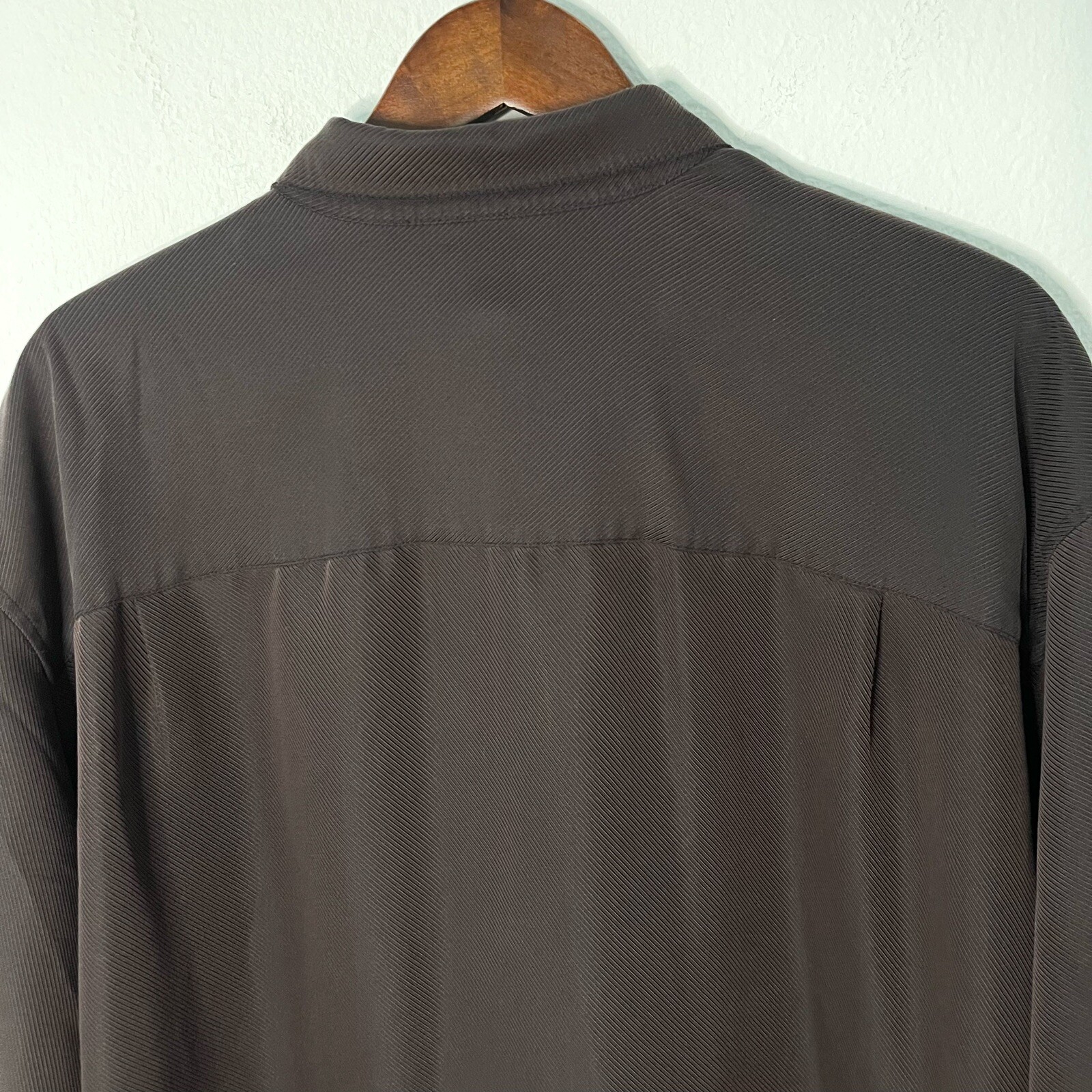 Cubavera men embroidered bowling style brown shirt ta… Gem