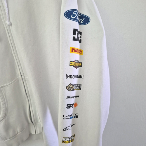 DC Shoes Ken Block Felpa con Cappuccio L 43 Ford Racing Bianco Zip - Foto 5 di 9