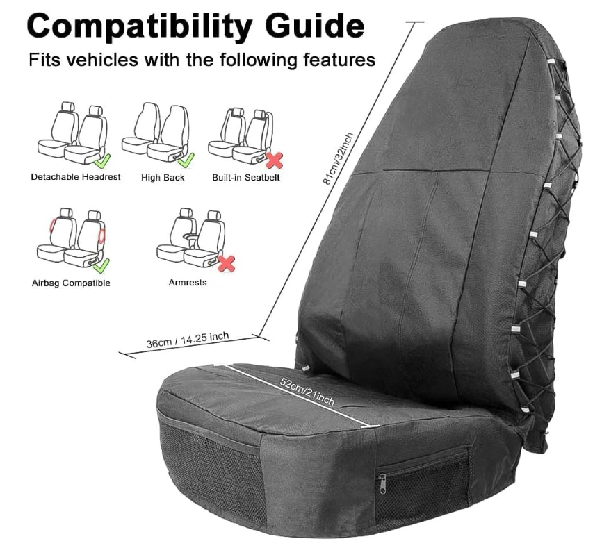 Waterproof Front Seat Covers High Back Seat Cover Bucket Seat Covers with Mult.. Foto 4 de 4