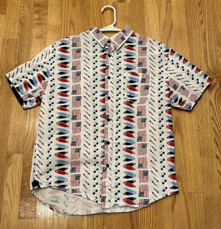 Red, White & Blue American Flag button down shirt