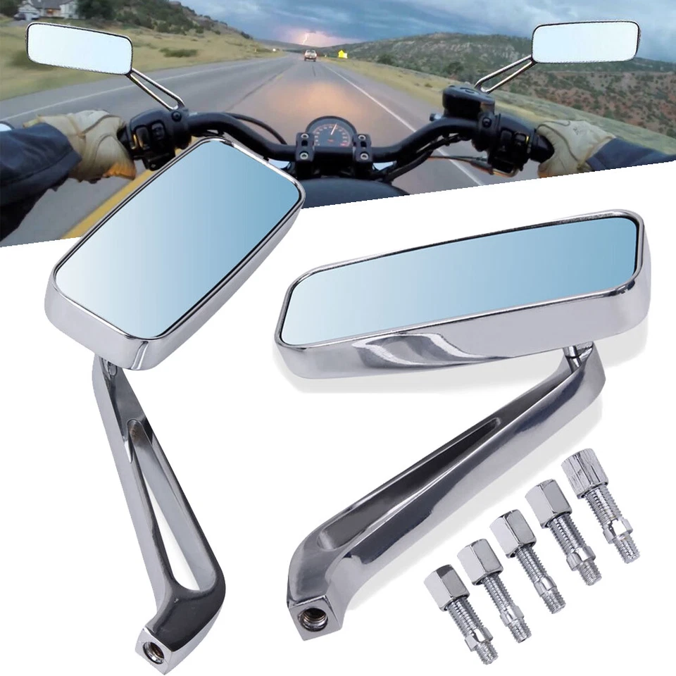 Motorcycle Rearview Side Mirrors Chrome for Harley Honda Kawasaki Suzuki Yamaha - Imagem 4 de 4