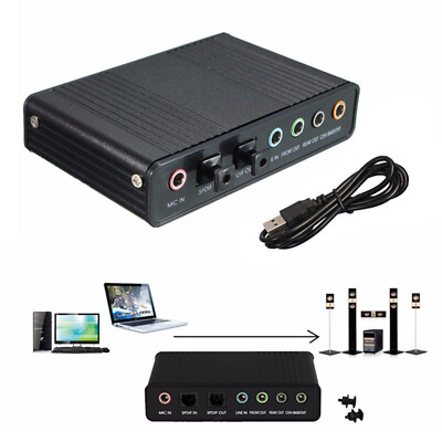 USB 2.0 32KHz 44KHz 48KHz 4 Kanal 5.1 Audio Soundkarte optisch für Laptop / PC
