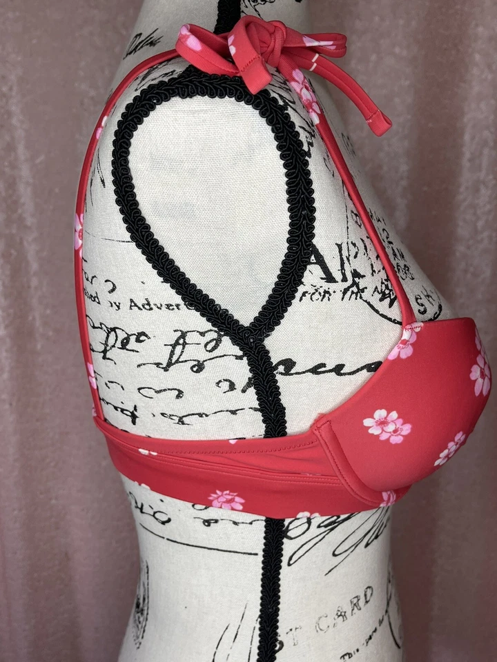 Sexy Bikini de Natación Aerie Perkier Push-up Con Aros Rosa Rojo Floral Talla 32C Foto 2 de 4