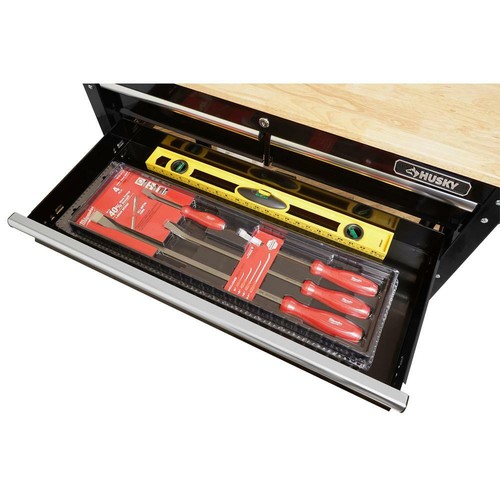 NEW HUSKY Black Rolling Tool Cart 36" 3-Drawer W/ Wood Top Push-Bar Side Handle - Picture 8 of 12