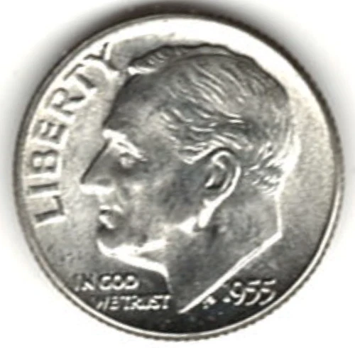 1955 ROOSEVELT DIME in BRILLIANT UNCIRCULATED CONDITION stk R-57