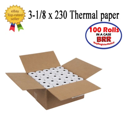 EPSON 3-1/8" x 230' THERMAL POS RECEIPT PRINTER ROLL PAPER BPA FREE USA 100 ROLLS