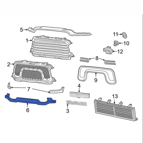 Unpainted Front Bumper Lower Grille Trim Molding Replace For 2019-2024 RAM 2500+ - Foto 2 di 22