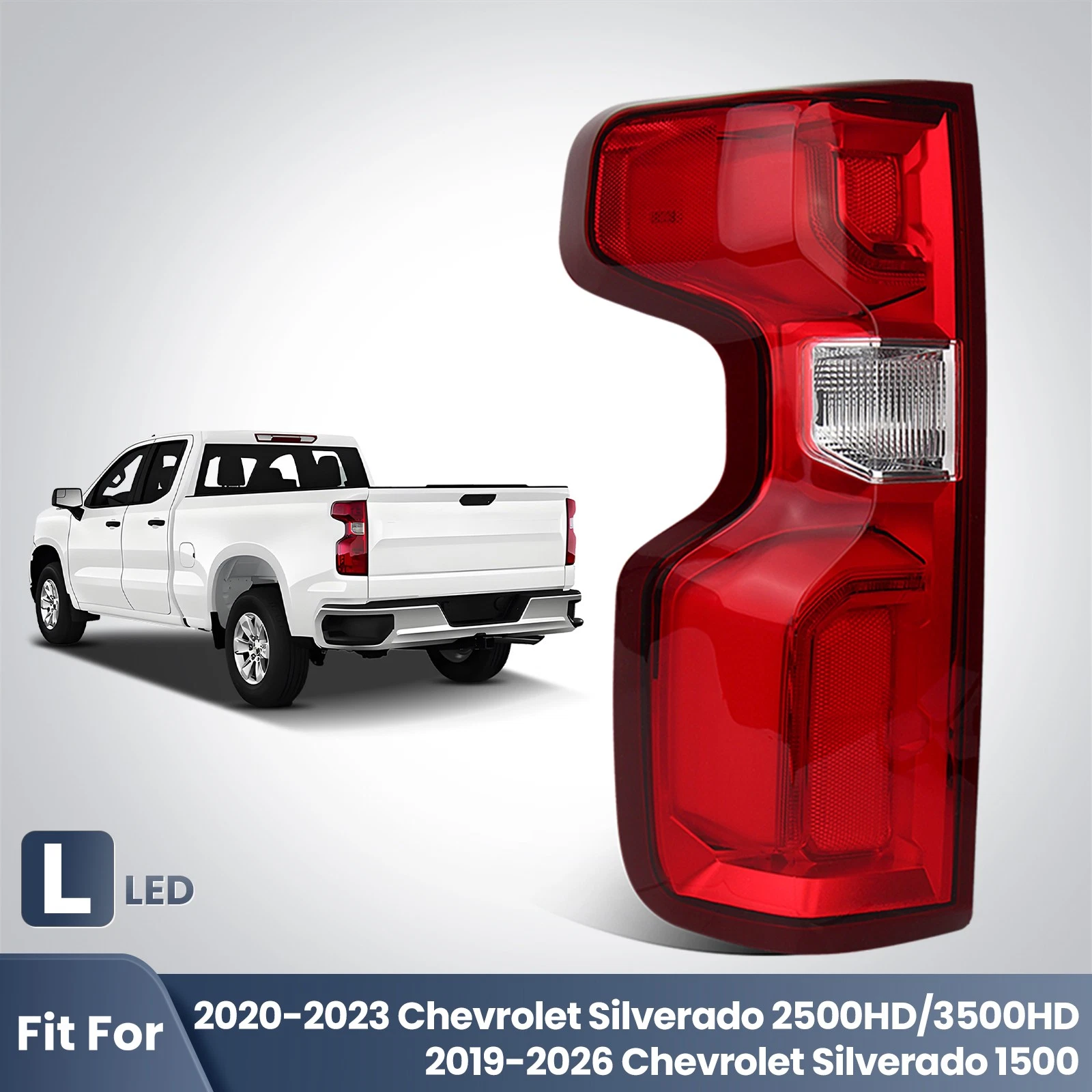 LED Tail Light For 2019-2026 Chevy Silverado 1500 w/Wiring Harness Driver Left
