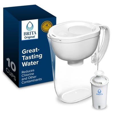 Brita Large Water Filter Pitcher for Tap and Drinking Water, 10cup, White 