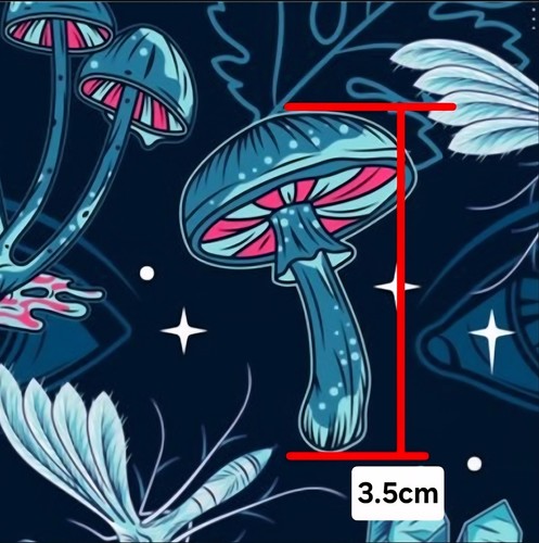Witch Wicca Moth mushroom Polyester Cotton blend fabric 20"x55" 1130830 - Picture 2 of 2