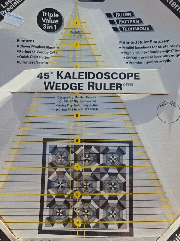 45 Degree Kaleidoscope Wedge Acrylic Quilt Ruler 9.5" 