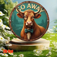 2D Wall Art, Rejection and Elegance of the Cow - Aluminum Foil Art Round Aluminu