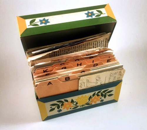 Vintage Metal Recipe File Box Stuffed with Clippings & Handwritten ...