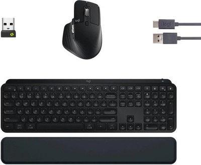 Logitech MX Keys S Combo (Graphite)   Keyboard, MX Master 3S Mouse & Palm Rest