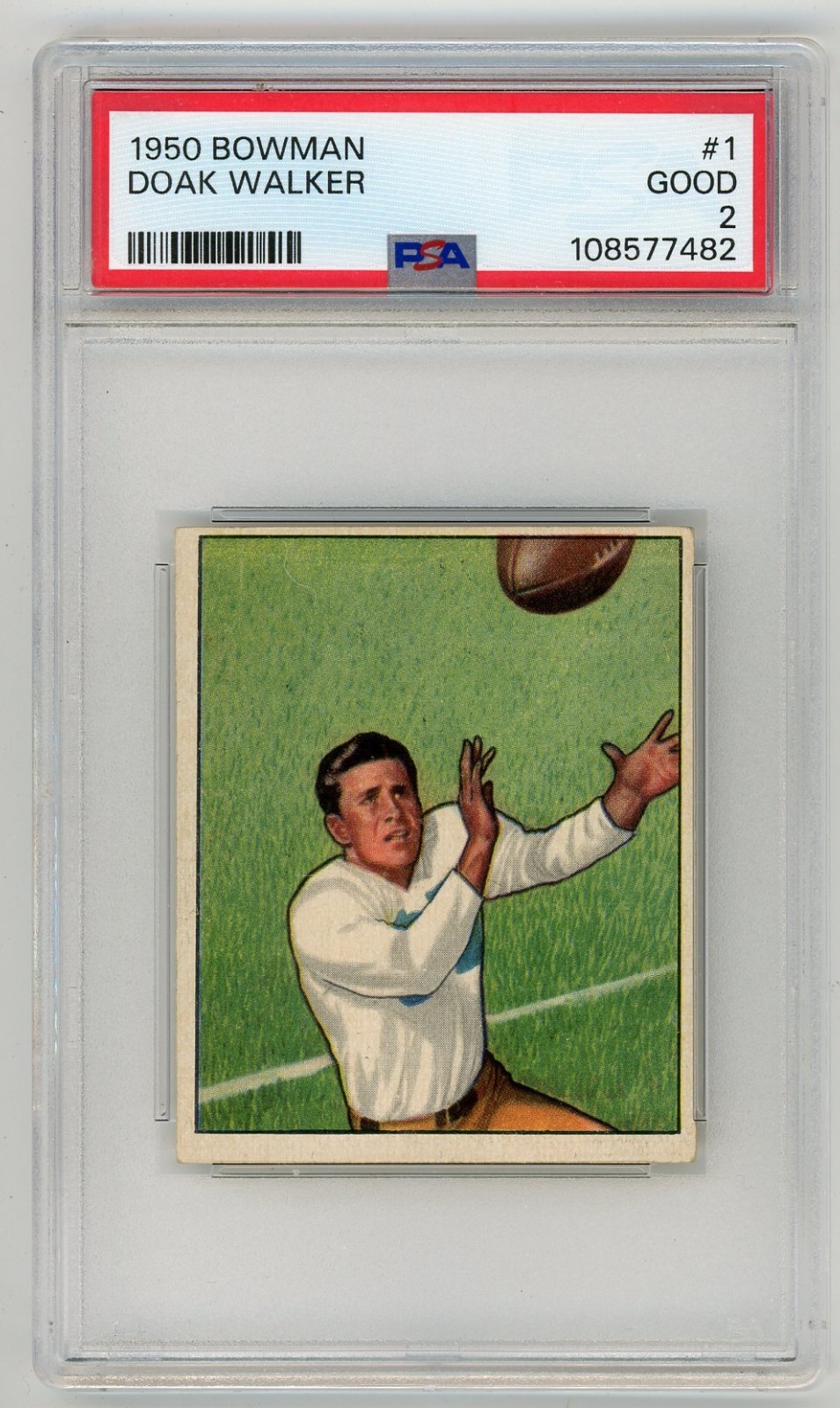 1950 Bowman DOAK WALKER Detroit Lions #1 PSA 2 Good Condition *SET BREAK*