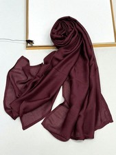 10 Iron Embroidery Red Soft Solid Hijab Shawl Breathable Elegant Headwrap