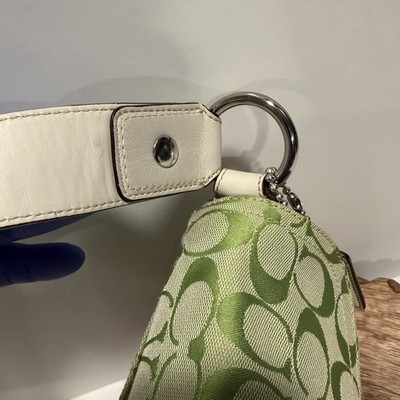Coach Soho Signature Jacquard Green Shoulder Bag Y2K Buckle Flap