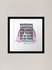 Narwal Party Up in Here Framed Art  Framed Wall Art Poster Canvas Print Picture