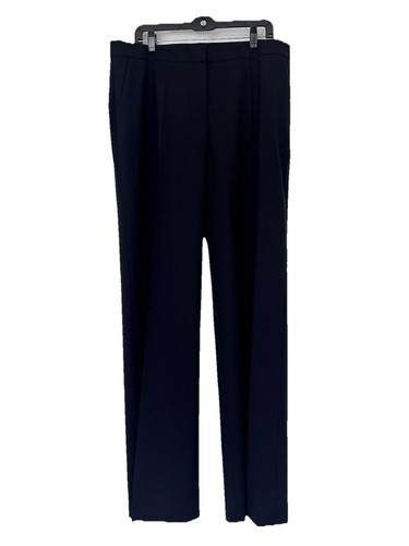 Hugo Boss Damen schwarz elegante Karriere Hose Größe 12 Tall vorne flach 34” Schrittlänge