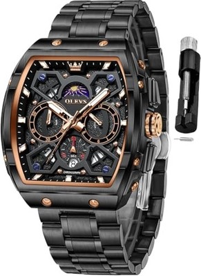  Men Watches Business Dress Chronograph Big Square Square Black Mens Watches