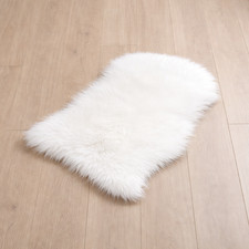 Image of Fluffy Soft Faux Fur Fake Sheepskin Large Rug Shaggy Plain Hairy Mat 60x110cm