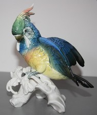 Karl Ens Mühlenmarke Porzellanfigur "Papagei auf Ast" - Papageienvogel - Ara