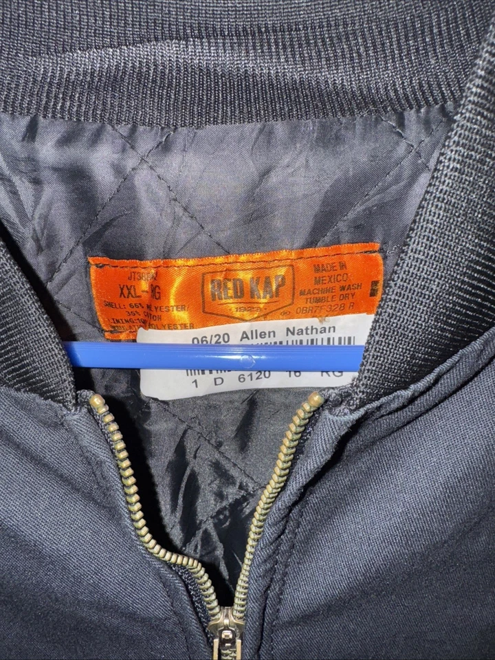 Mens Vtg 2XL RED KAP Quilt Lined Full Zip Bomber Jacket Black Work Casual - Image 2 of 4