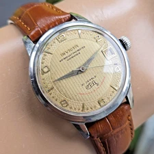 Vintage INVICTA men's manual wind watch ETA 1093 21Jewels DATE Art dial 1950s