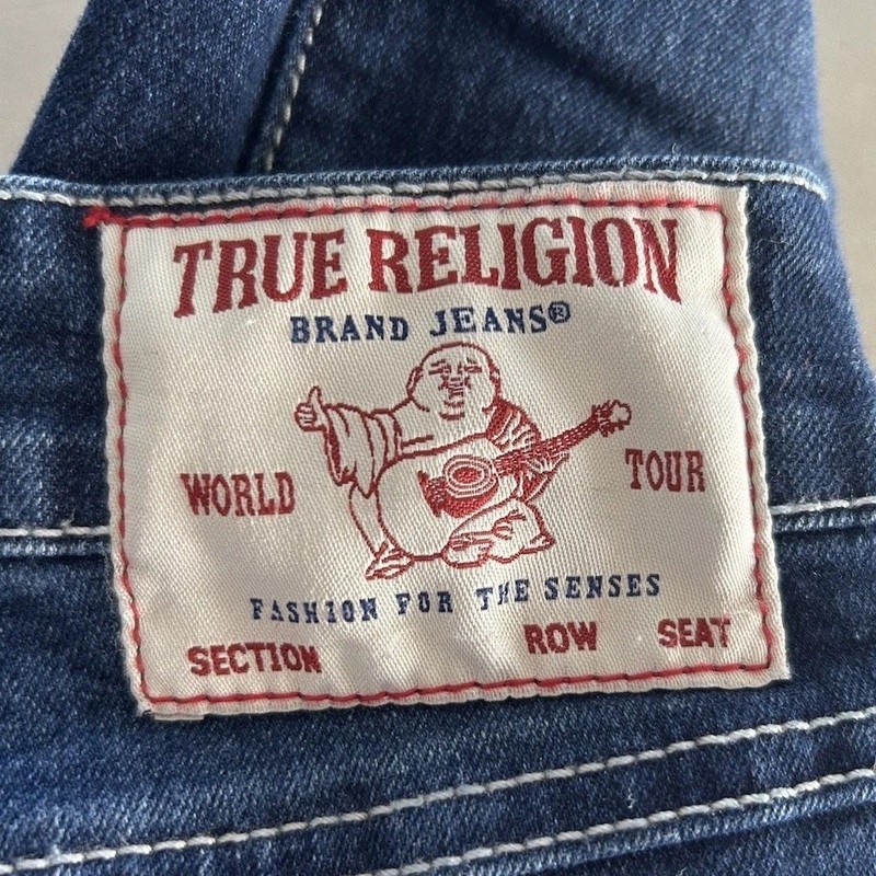 True Religion Women's Bootcut Jeans Slim Fit Mid Rise Dark Wash Blue Denim