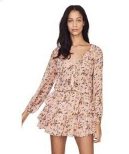LoveShackFancy Popover Dress  Sunset Pink Floral Ruffle Silk Women’s XS NWOT