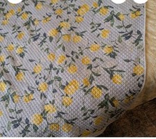 The Farmhouse Brand Double-sided King Quilt Floral/Lemon  Pinstripe Cotton