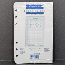 Franklin Covey Exercise Log 25 Compact Forms Original 17443 USA 1997 Vintage