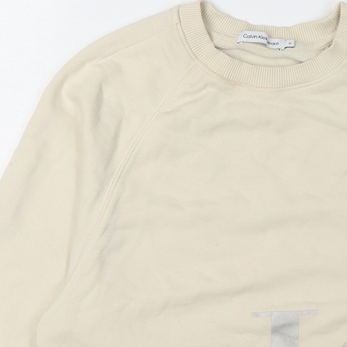 Calvin Klein Girls Beige Logo Pullover Sweatshirt Size 10 - Picture 7 of 12