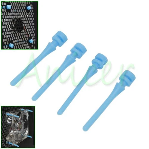 4pcs Silicone Shock Absorption Screws for PC Case Cooling Fan Blue