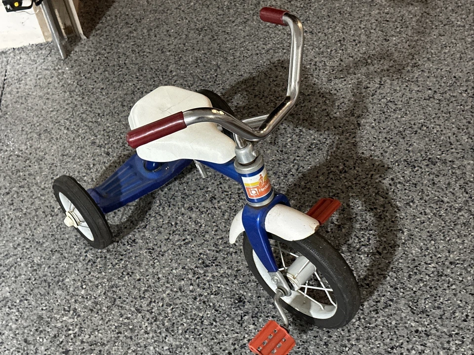 Vintage Hedstrom Tricycle Metal Red White Blue Kids Bicycle 1980's Made In USA - Image 3 of 4