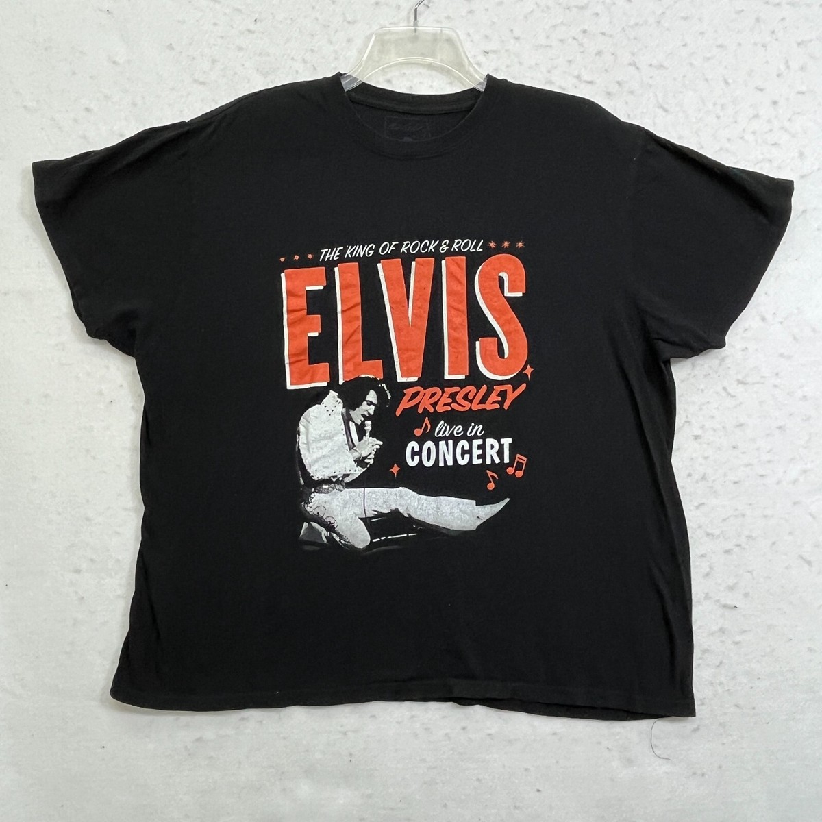 Elvis Presley King Of Rock N Roll T-Shirt Adults 2XL Black Short