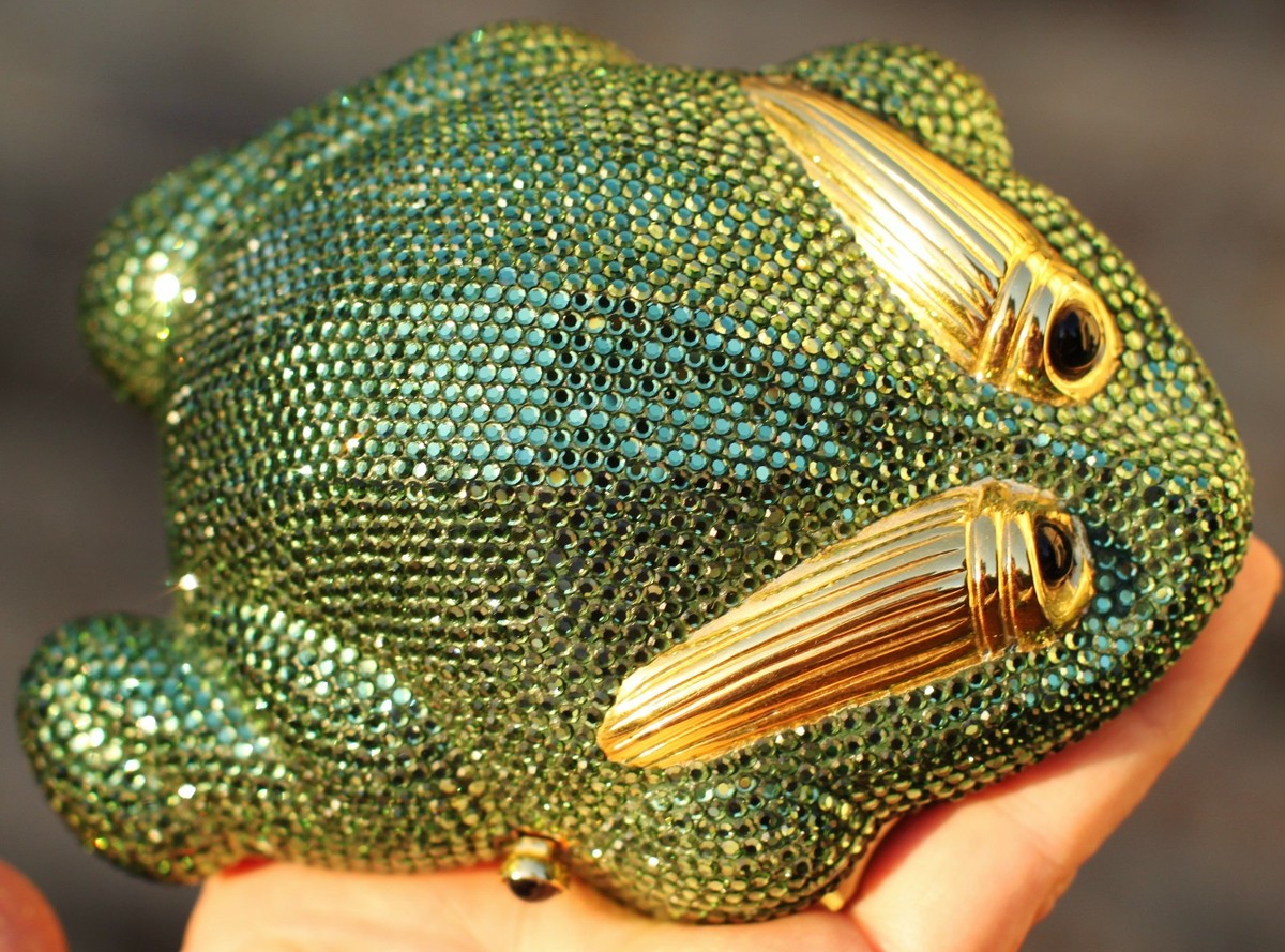 JUDITH LEIBER FROG MINAUDIERE & PILLBOX SET CLUTCH SWAROVSKI
