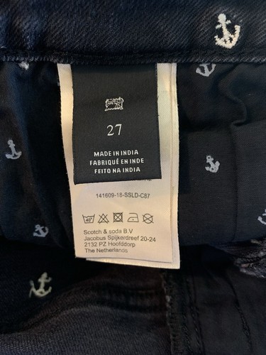 Scotch & Soda schwarz Stretch bestickt Anker Print Denim Jeans Shorts Gr. 27 - Bild 8 von 10