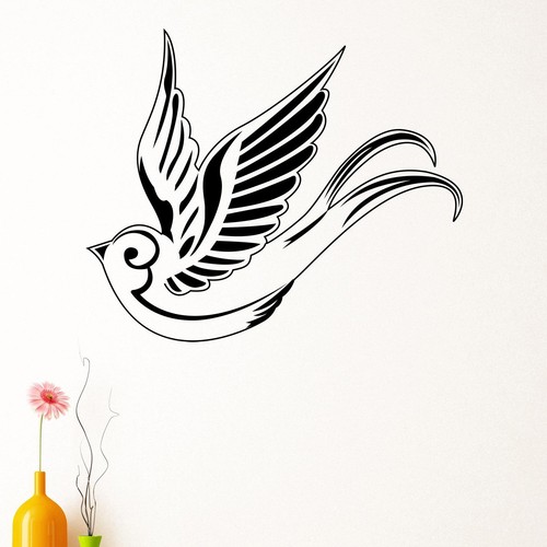 Swooping Swallow Bird Tattoo Animal Wall Sticker Decal Transfer Matt Vinyl UK - Picture 1 of 36