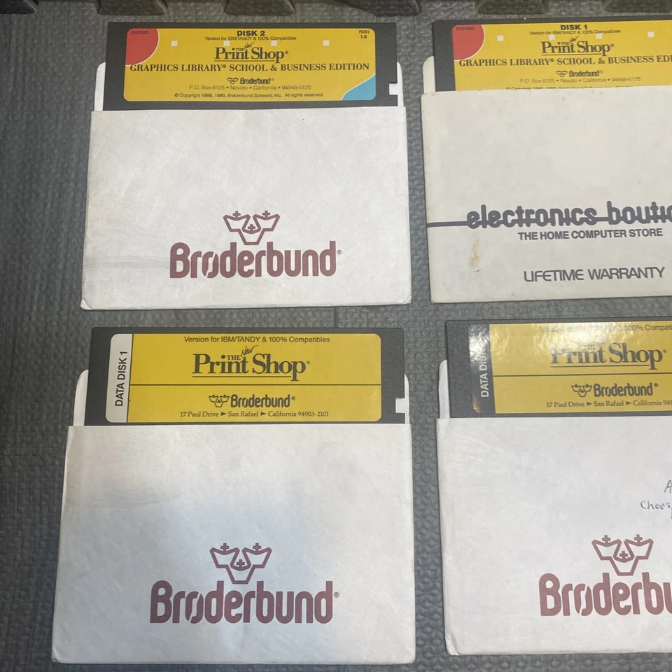 Lot Of 7 The Print Shop Broderbund Windows IBM TANDY 1992 w/ Floppy Disks - Image 2 of 4