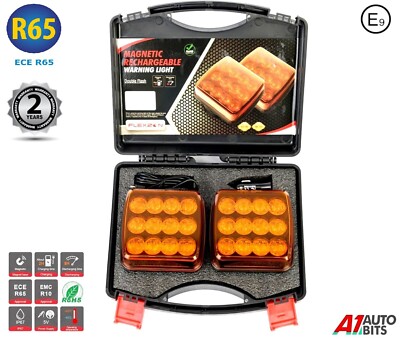 LED Orange Funk Magnet Bernstein Warnblinkleuchten R65 Anhänger Wohnwagen E9