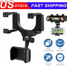 Universal 360 Rotation Car Rear View Mirror Mount Stand GPS Cell Phone Holder US