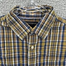 Banana Republic Shirt Mens Medium Plaid Button Up Cotton Long Sleeve Size M