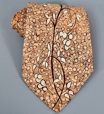VTG Men's 1940s Orange / Beige Abstract Print Necktie 40s Silk Tie